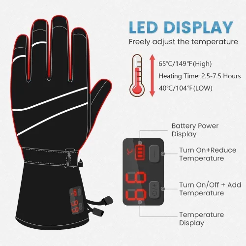 Vista 2 de Rechargeable Heated Gloves Touchscreen Gloves for Women and Men with Battery XXL