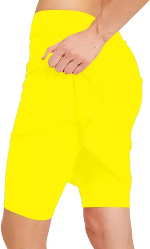 Vista 5 de Pantalones cortos de natación con falda para mujer, protección solar UPF 50+, parte inferior de natación con falda adjunta Negro