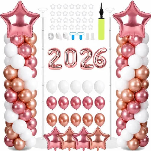 Vista 18 de Juego de 2 soportes de columna de globos de dinosaurio, kit de columna de globos de oro verde y verde ajustable con temática de dinosaurio