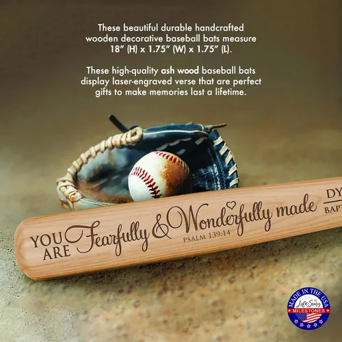Vista 2 de Lifesong Milestones Bate de béisbol personalizado, regalos de primera comunión para niños, regalos de bautismo grabados de madera para niños