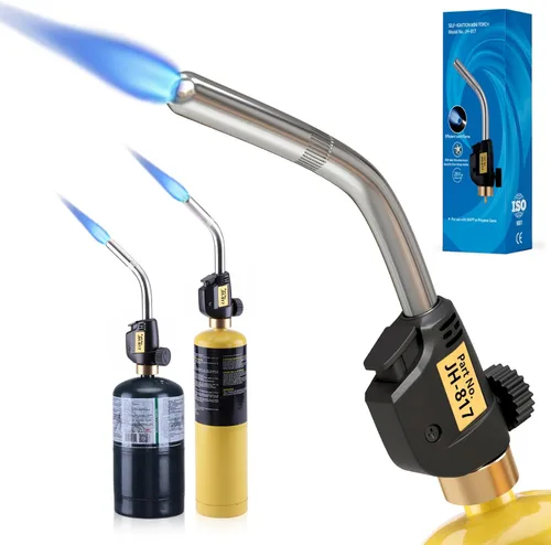 Vista 8 de Cabezal de soplete de propano con encendedor - Kit de soplete turbo para soldadura blanda, soldadura, soldadura fuerte, plomería, cuentas de vidrio