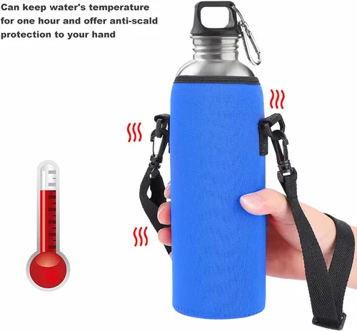 Vista 7 de RiToEasysports Funda para botella de agua, 33.8 fl oz para botella de agua, cubierta aislada de neopreno con correa para botellas de plástico