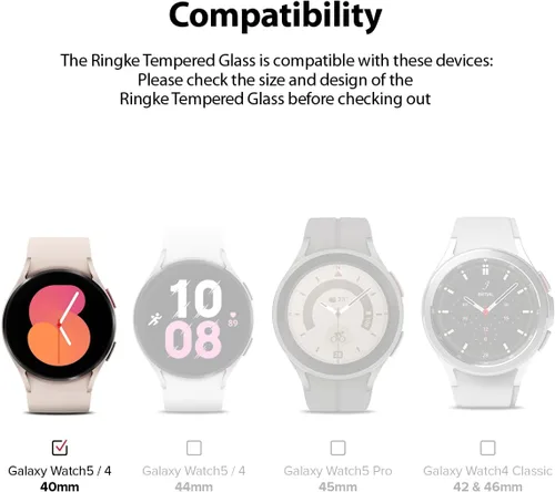 Vista 2 de Ringke Vidrio para bisel [4 unidades] Compatible con Samsung Galaxy Watch 4 Protector de pantalla (1.575 pulgadas), vidrio templado, dureza 9H