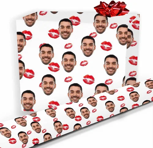 Vista 29 de Papel de regalo personalizado, divertido papel de regalo para cara, foto, nombre, Día del Padre, rollo de regalo para papá, hombres, mujeres, niños
