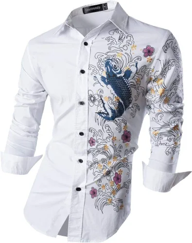 Vista 67 de JZS041, camisa de vestir de manga larga para hombre