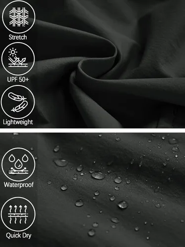 Vista 4 de Pantalones convertibles de senderismo para hombre, impermeables, ligeros, de secado rápido, con cremallera, pesca, viajes, safari, trabajo al aire