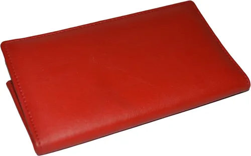 Vista 4 de Leatherboss - Funda de piel auténtica para chequera, Rojo -, Cartera de viaje