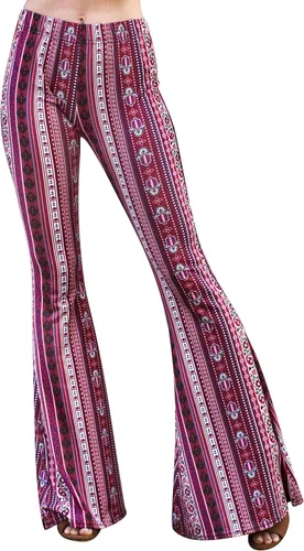 Vista 2 de Daisy Del Sol - Pantalones de yoga cómodos y elásticos de cintura alta, estilo boho de los 70 con parte inferior acampanada Baya