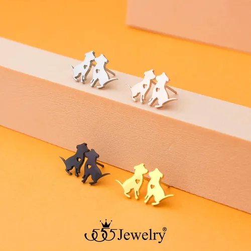 Vista 7 de 555Jewelry Aretes pequeños de acero inoxidable para perros pequeños y pequeños para mujeres y niñas