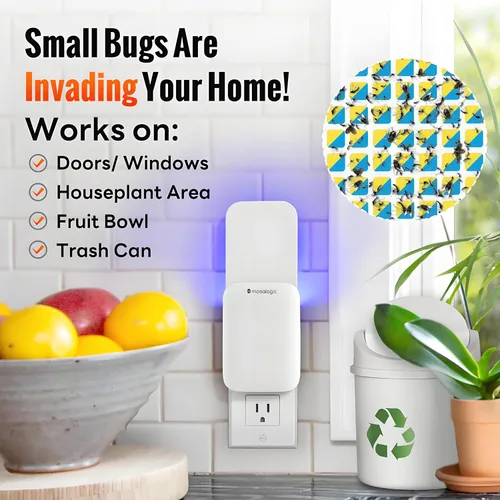 Vista 5 de Mosalogic - Trampas para Moscas de la Fruta para Interiores, Trampa de Mosquitos para la Casa, Área de Protección de 600 Pies Cuadrados, Trampa