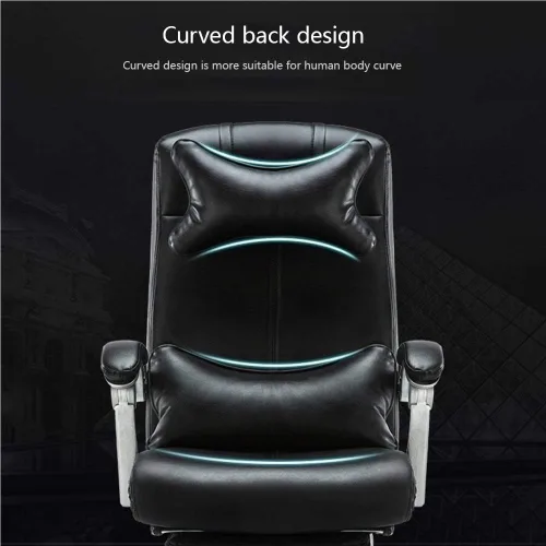 Vista 4 de Leather Desk Gaming Chair Height Adjustable Ergonomic High Backrest Office Computer Chairs with Headrest and Lumbar Support for Reception Study Milk