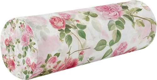 Vista 8 de Yuiboo Estilo de tinta china, almohada decorativa roja, almohada para el cuello, almohada redonda decorativa, cubierta de cilindro, soporte