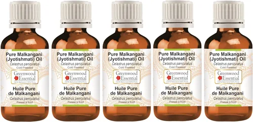 Vista 8 de Greenwood Essential Aceite puro de Malkangani (Malkangni/Jyotishmati) (Celastrus paniculatus) con cuentagotas de vidrio prensado en frío 0.2 fl oz