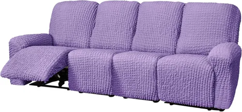 Vista 31 de vctops 4 fundas para sillas reclinables con textura de sirsaca a cuadros, suaves y elásticas, protector de muebles antideslizante con parte inferior