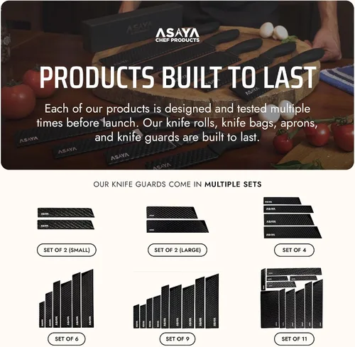 Vista 6 de Asaya Protectores profesionales para filos de cuchillo, dos fundas universales para cuchillos Streak, 6 x 1 pulgada, extra resistente, plástico ABS