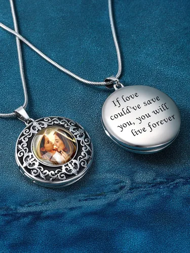Vista 4 de Farfume Collar de fotos personalizado, joyería de 2 fotos, hermoso colgante para mujeres y hombres, No es una piedra preciosa