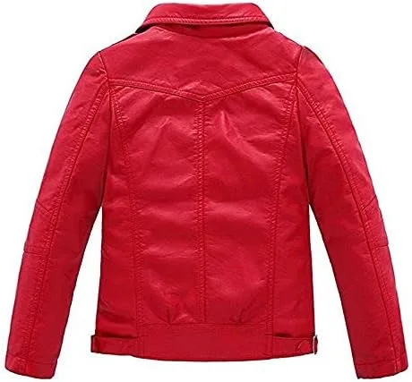 Vista 4 de LMYOVE Chaqueta de piel sintética con cuello para niños de piel sintética con cremallera para exteriores para niños y niñas