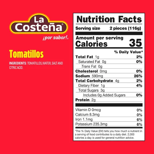 Vista 2 de La Costeña Tomatillos enlatados para comida mexicana, salsa de tomatillo, salsa verde, salsa de enchilada verde, salsa de tacos, Pico de Gallo