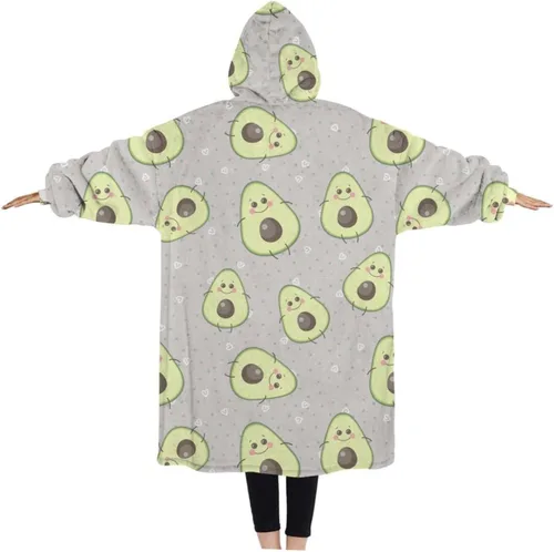 Vista 2 de Wearable Oversized Blanket,Sherpa Blanket Hoodie with Super Pockets,Super Warm Fuzzy Pullover for Women & Men