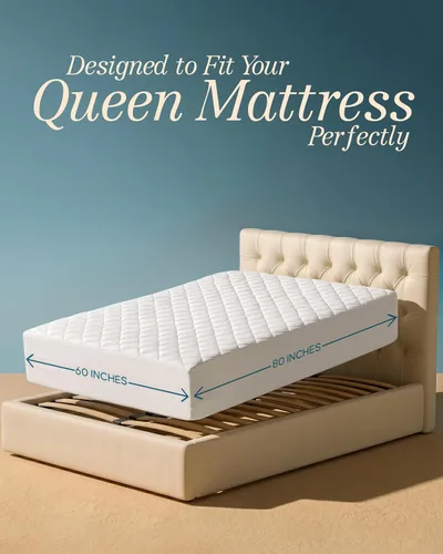 Vista 2 de Utopia Bedding - Cubrecolchón acolchado (tamaño Queen), protector de colchón elástico y ajustable, protector y funda con bolsillo profundo que se