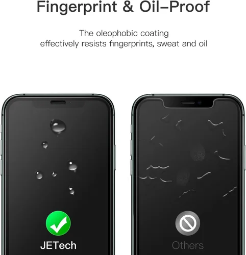 Vista 5 de JETech Protector de pantalla de cobertura completa para iPhone 11 Pro Max/iPhone XS Max de 6.5 pulgadas, borde negro, película de vidrio templado