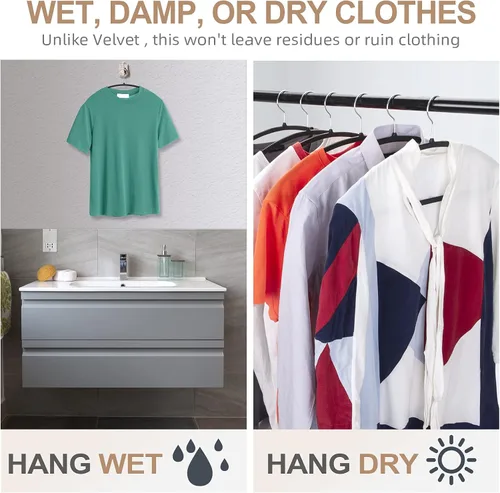Vista 6 de Paquete de 50 perchas ergonómicas de plástico curvas, diseño sin golpes, agarre antideslizante para telas delicadas, perchas de ropa resistentes