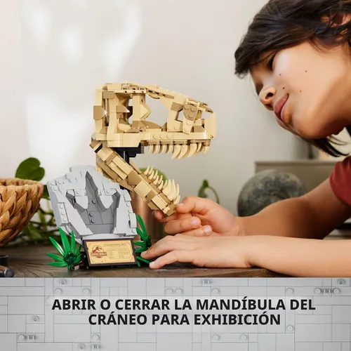 Vista 3 de LEGO Jurassic World Fósiles de Dinosaurios: Cráneo de T Rex - Juguete de Construcción de Dinosaurio para Niños y Niñas, Edades 9+ Años - Regalo