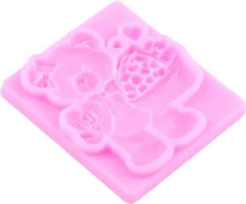 Vista 22 de ZiXiang - Molde de fondant de perlas de silicona para oso, juego de 5 Ball Pearl Semi Sphere Chocolate Molds Teddy Bear Cake Decorating Cupcake