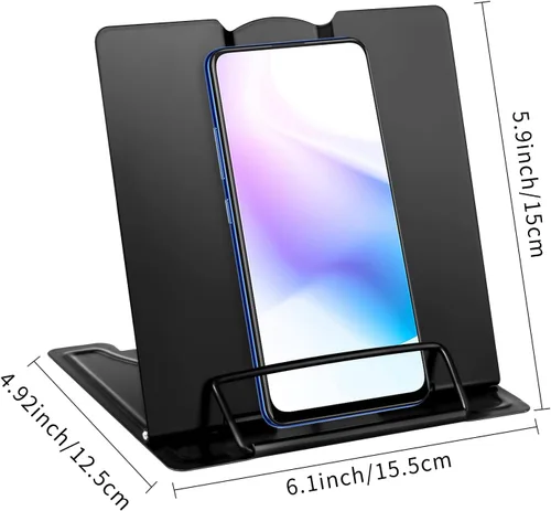 Vista 4 de Honagu Soporte de metal para libros de escritorio, soporte ajustable para libros, manos libres para leer, soporte para documentos, soporte