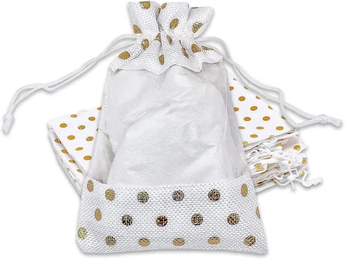 Vista 36 de TheDisplayGuys para tu vida moderna - Paquete de 12 bolsas de regalo pequeñas de arpillera de lino y organza con cordones (8.9x14 cm, gris)