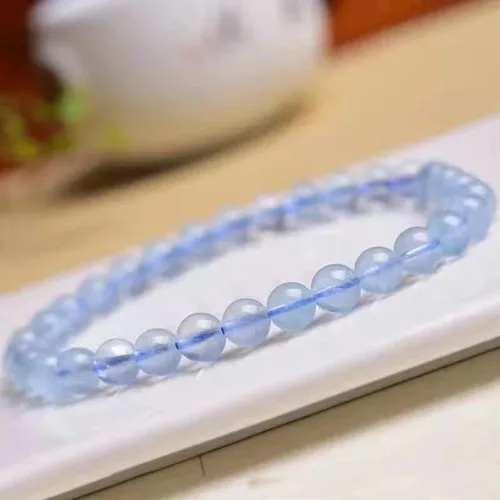 Vista 5 de Accesorios de moda Pulsera de cuentas de aguamarina con cristales curativos naturales, 1 pieza (0.236 in)