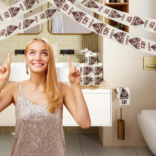 Vista 7 de Decoraciones de cumpleaños número 13 para niños y niñas, papel de toliet