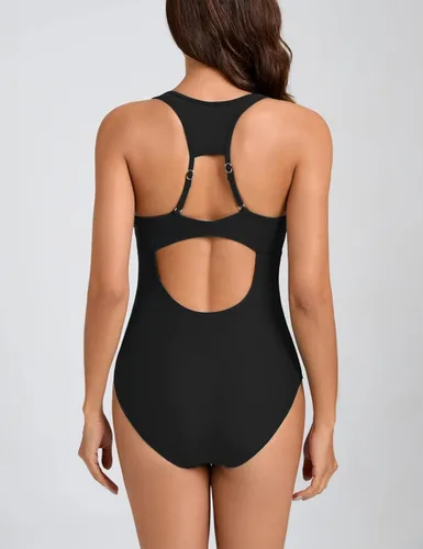 Vista 2 de Traje de baño de una pieza para mujer, modesto atlético, espalda cruzada, traje de baño para niñas adolescentes