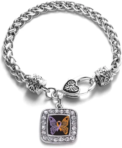 Vista 206 de Pulsera de dijes cuadrados de plata con joyería de circonita cúbica