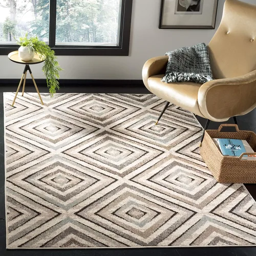 Vista 5 de SAFAVIEH Amsterdam Collection AMS109A - Alfombra para pasillo, 2 pies 3 pulgadas x 8 pies, color crema y beige, diseño geométrico de diamante,