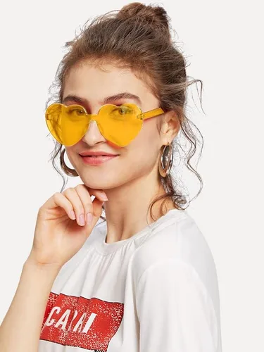 Vista 7 de FEISEDY Gafas de sol sin montura en forma de corazón para mujer gafas de amor a la moda B2419
