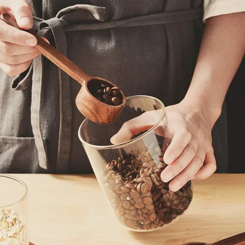 Vista 6 de Cucharas de madera para botes, cuchara de café, cuchara de café molido de madera estilo coreano de 16.8 cm, medición para granos molidos o té