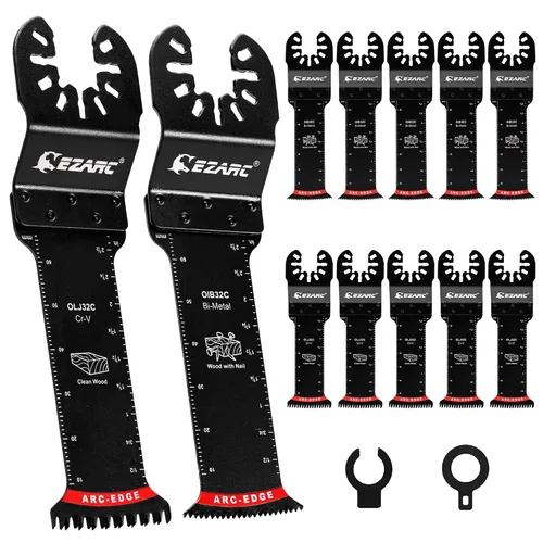 Vista 8 de EZARC Japanese Tooth Oscillating Saw Blade, 5 PCS Arc Edge Oscillating Multitool Blades Clean Cut for Wood, Plastic (Pack of 2)