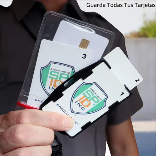 Vista 3 de Cordón de nailon resistente (sin columpio) con separación y dos soportes dobles para tarjetas de identificación