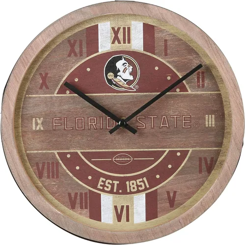 Vista 4 de FOCO NCAA Reloj de pared de barril de madera