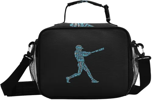 Vista 8 de Bolsa de almuerzo con aislamiento de béisbol Batter Hits The Ball reutilizable, hielera, bolsa de almuerzo, lonchera de preparación de comidas, kit