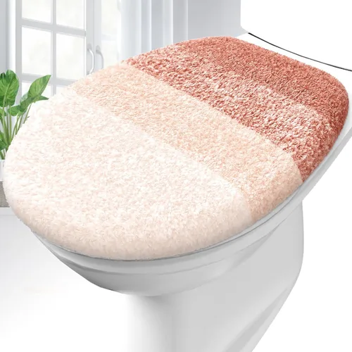 Vista 15 de OLANLY Funda de asiento de inodoro de microfibra suave para baño, cubiertas de asiento lavables a máquina, 17.5x15 pulgadas, con respaldo de goma