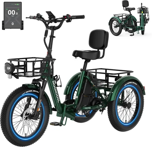 Vista 14 de MOONCOOL Electric Tricycle for Adults, 500W/750W Folding Electric Trike for Adults, 20"x3.0" Fat Tire 3 Wheel Electric Bike, Aluminum Frame