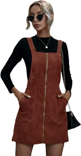 Vista 3 de Verdusa Vestido de pana con cremallera y bolsillos para mujer