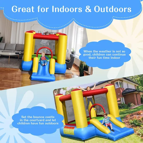 Vista 4 de HONEY JOY Casa inflable para rebotar, rebote de luna inflable para niños con tobogán, área gigante de salto, estacas, bolsa de transporte, castillo