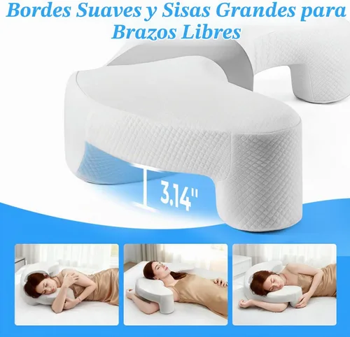 Vista 4 de Almohada para dormir de lado con canal de brazo para alivio del dolor de hombros, cuello y manguito rotador, almohada cervical de espuma