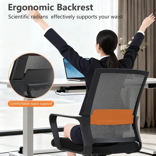 Vista 4 de PayLessHere Silla de oficina para computadora, silla ergonómica de malla, respaldo medio, silla giratoria para oficina en casa, silla de escritorio