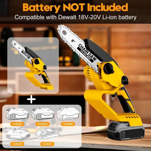 Vista 2 de Mini motosierra inalámbrica para Dewalt 20V MAX funciona con batería (sin batería), motosierra eléctrica inalámbrica de 8 pulgadas para árbol