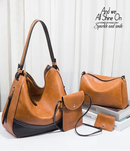 Vista 3 de Bolso de mano de moda para mujer, bolso de hombro, asa superior, juego de 4 piezas