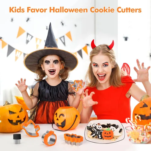 Vista 2 de NPET 10 cortadores de galletas de Halloween para el almuerzo de los niños, cortadores de sándwiches de almuerzo para niños sin cortar, mantequilla